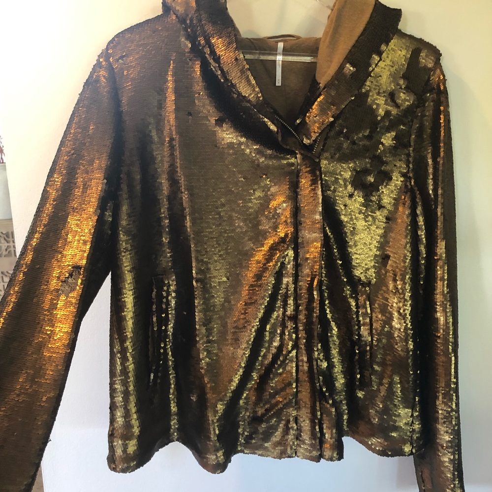 Free People Sequin Jacket Hood NWT
